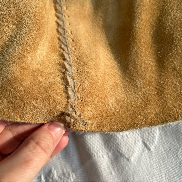 Y2K Guess Suede Jacket Women's Medium Faux Shearling Lace Trim Vintage 90's - Picture 4 of 16